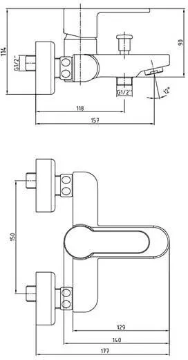 Смеситель для ванны E.C.A. Nita 102102475EX