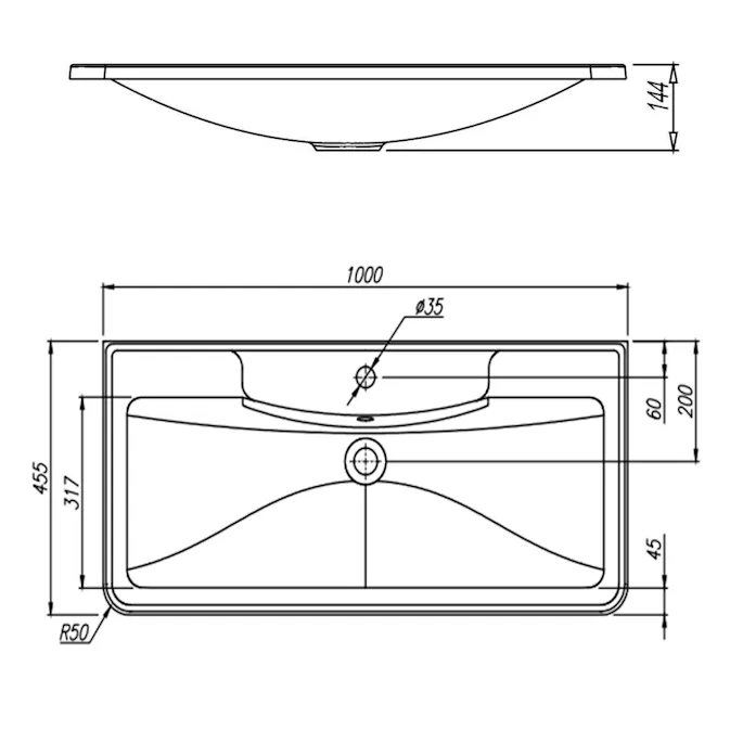 Раковина Florentina Аллегро 100 см 10.020.01000.201, жасмин