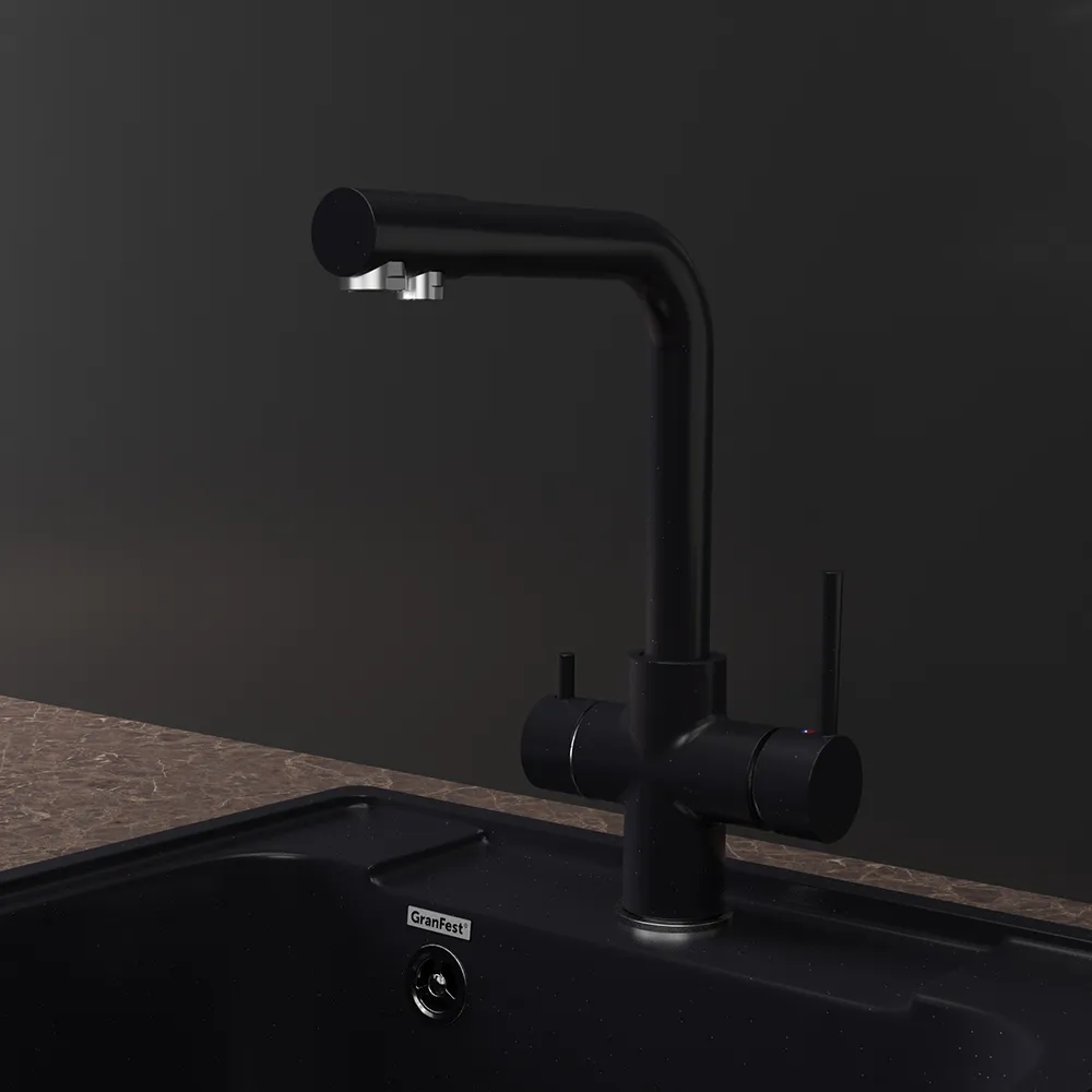 Смеситель для кухни с подключением фильтра GranFestGF-Z-5423, черный