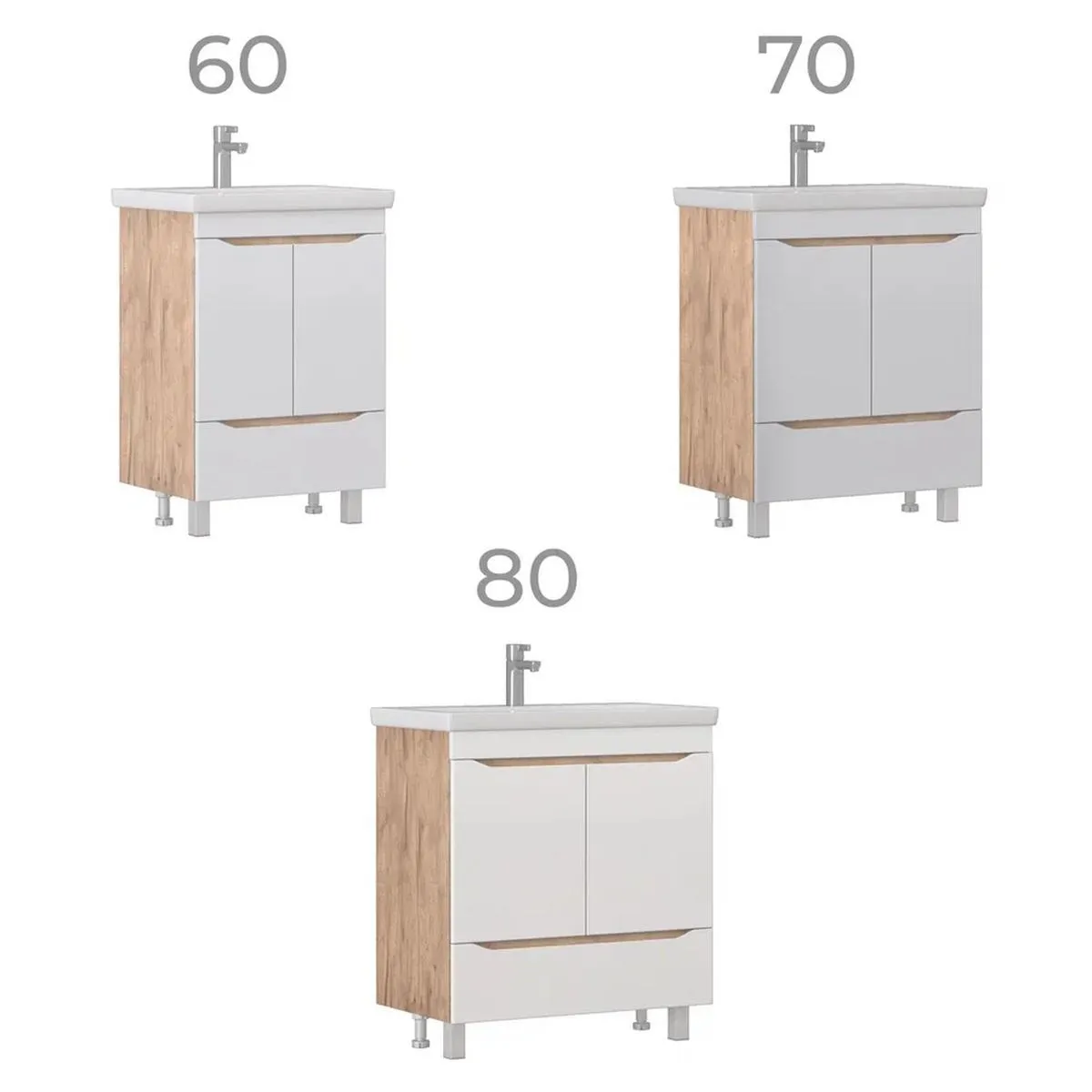 Тумба с раковиной напольная VIGO Grani 285 дуб золотой, 70 см