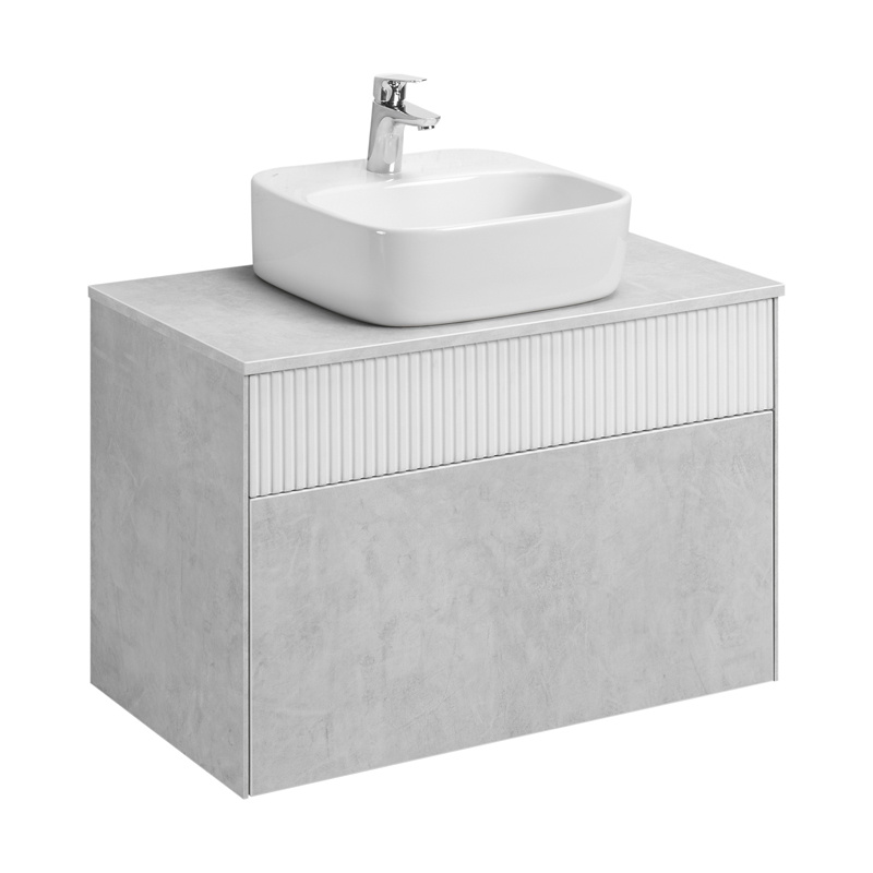 1A2762K0MH4C0 Набор AQUATON: 1A276201MH4C0 Тумба-умывальник 80 Марбл Слэйт\Белый матовый/ 1WH501709 Умывальник накладной Одри 420х420 Soft квадратный