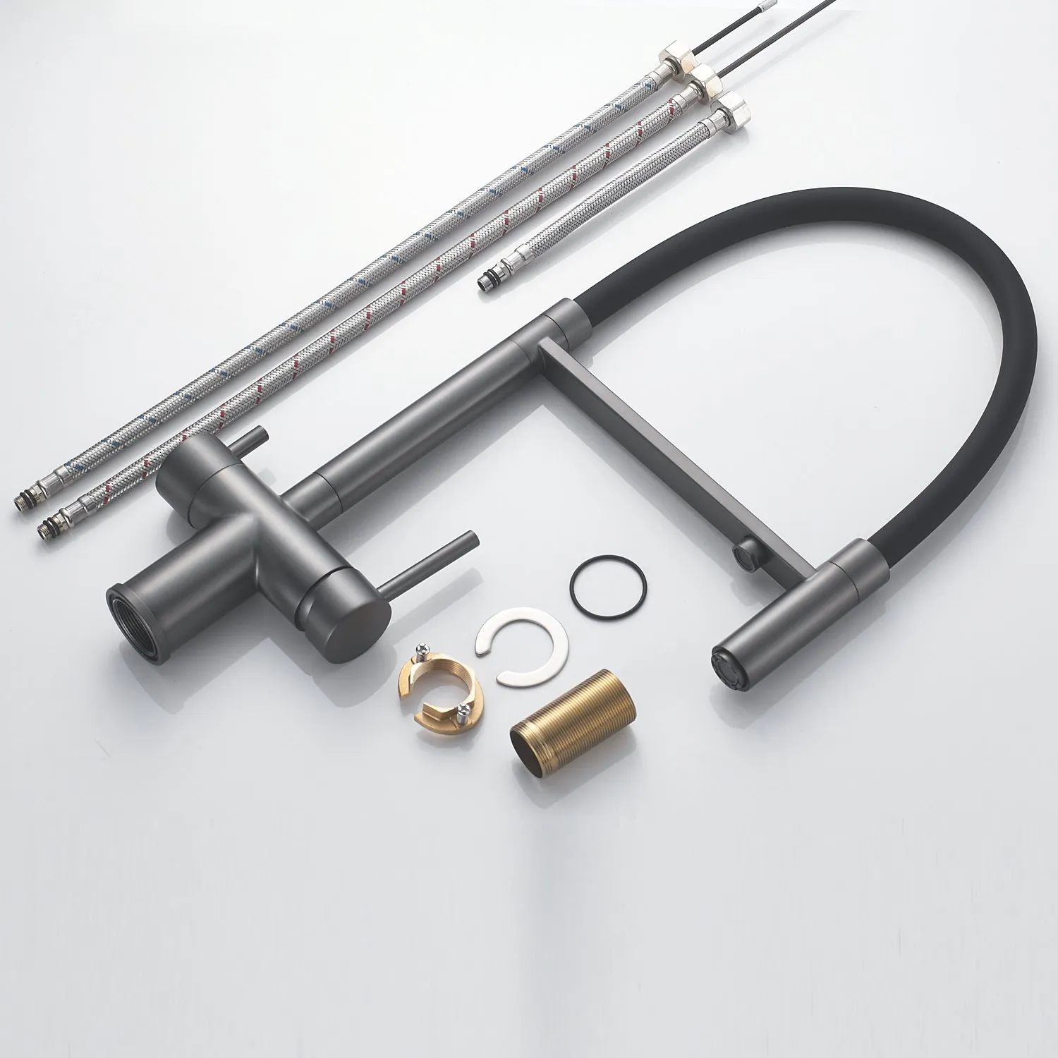 Смеситель для кухни с подключением фильтра Shevanik S178T, оружейная сталь