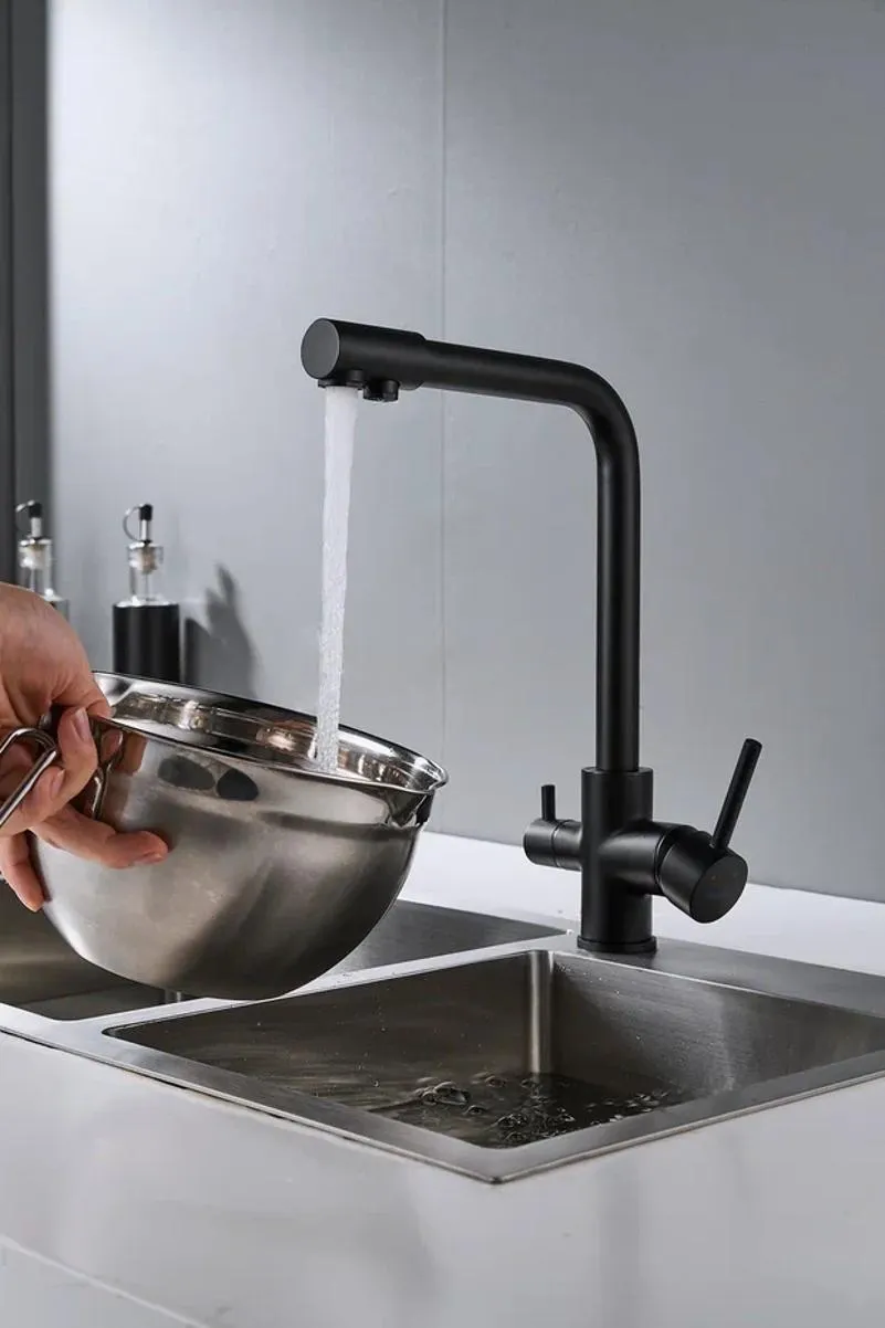 Смеситель для кухни с подключением фильтра Shevanik S328H, черный