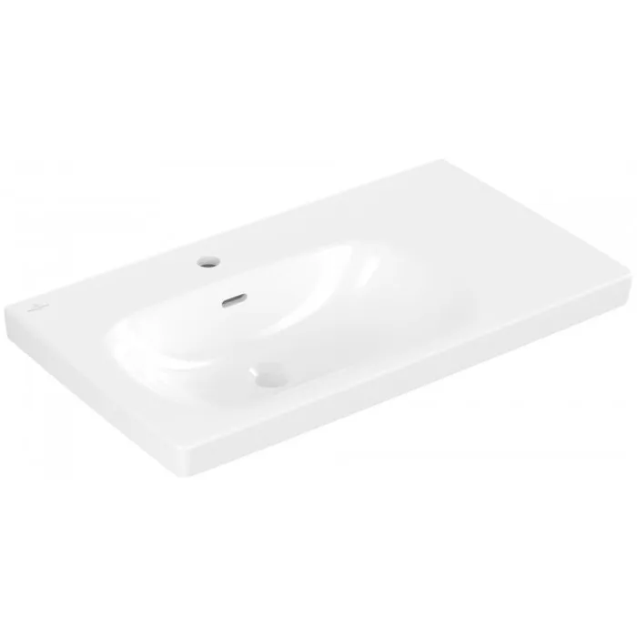 Pаковина для установки на тумбу Villeroy & Boch Skyla крыло справа 800x460x160 с переливом, Альпийский белый (5A52L101)