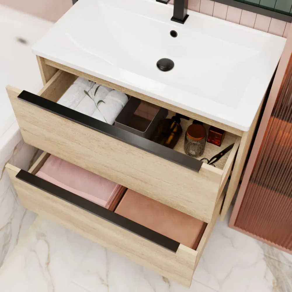 Тумба под раковину подвесная La Fenice Tesoro FNC-01-TES-DNN-80-2, натуральный