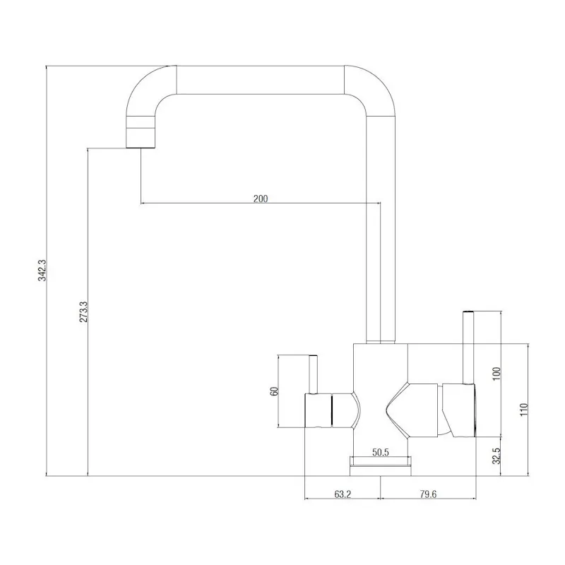 Смеситель для кухни с подключением фильтра Voda Kitchen FW519GM, оружейная сталь