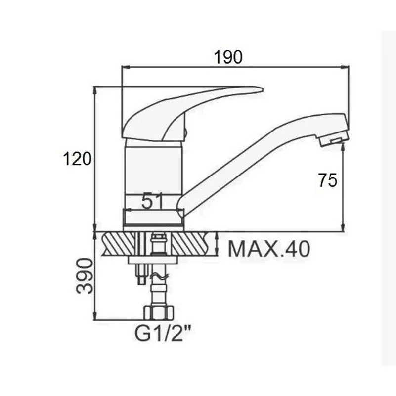 Смеситель для кухни D-Lin D151409, хром