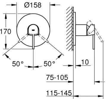 Смеситель для душа Grohe Plus встраиваемый без подключения шланга хром (24059003)