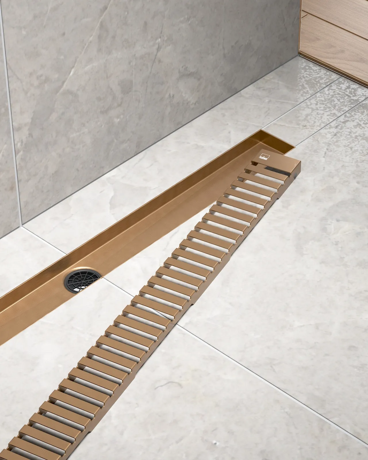 Душевой лоток TIMO Drain System 700 с вставкой "lines", розовое золото (DS230107/19)