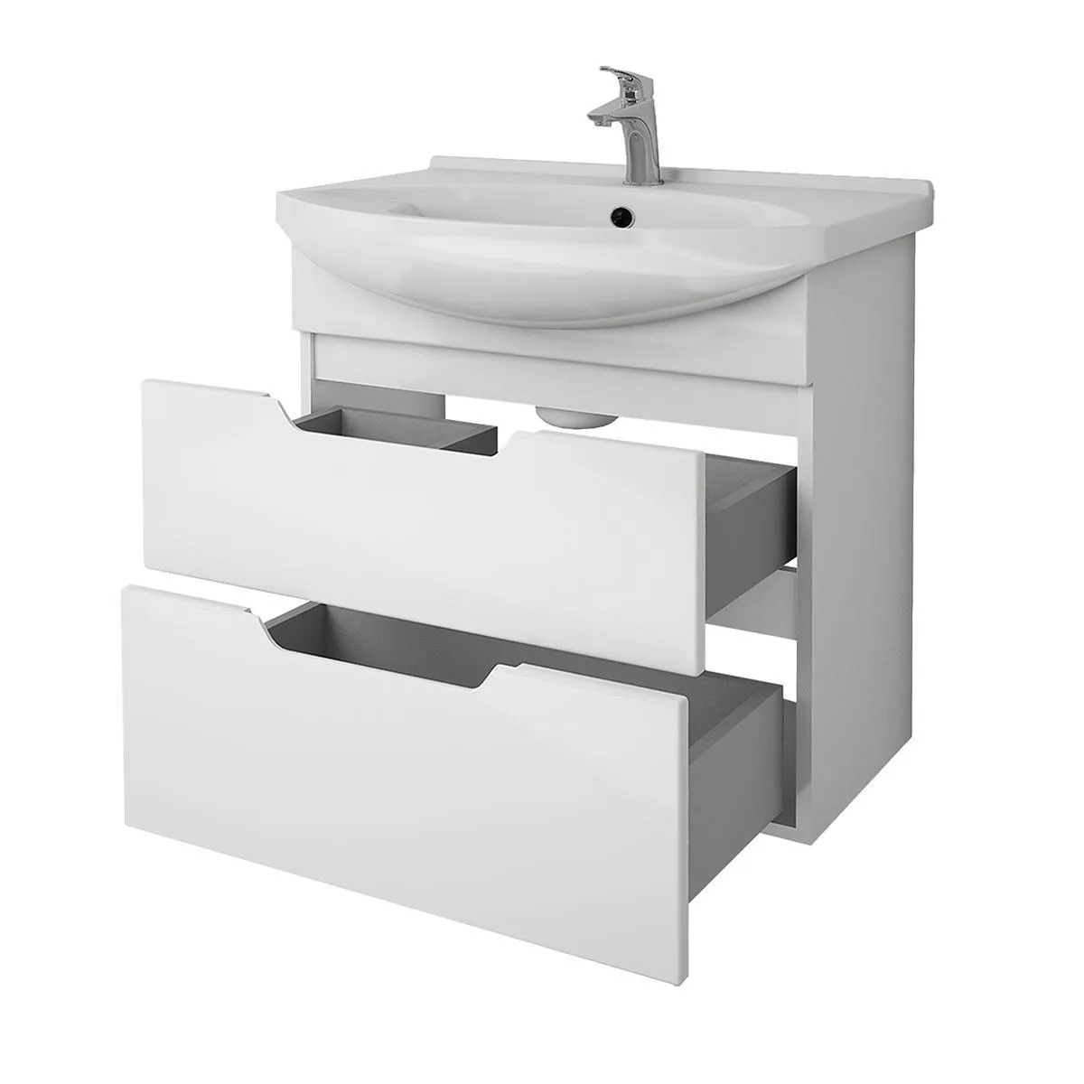 Тумба с раковиной подвесная/напольная Dreja Laguna Plus 75 см, белый