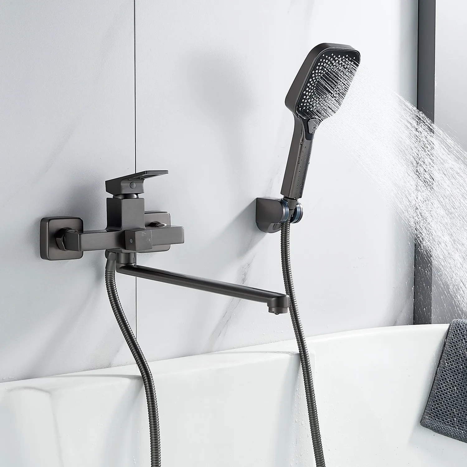 Смеситель для ванны Raffine F2296T, оружейная сталь