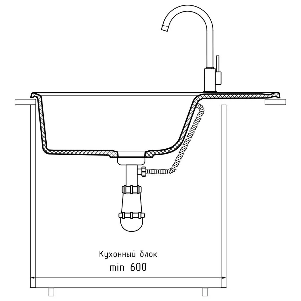 Кухонная мойка GranFest QUARZ 72, белый