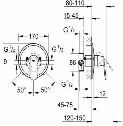 Смеситель для душа GROHE Eurosmart Cosmopolitan встраиваемый без подключения шланга, хром (арт. 32880000)