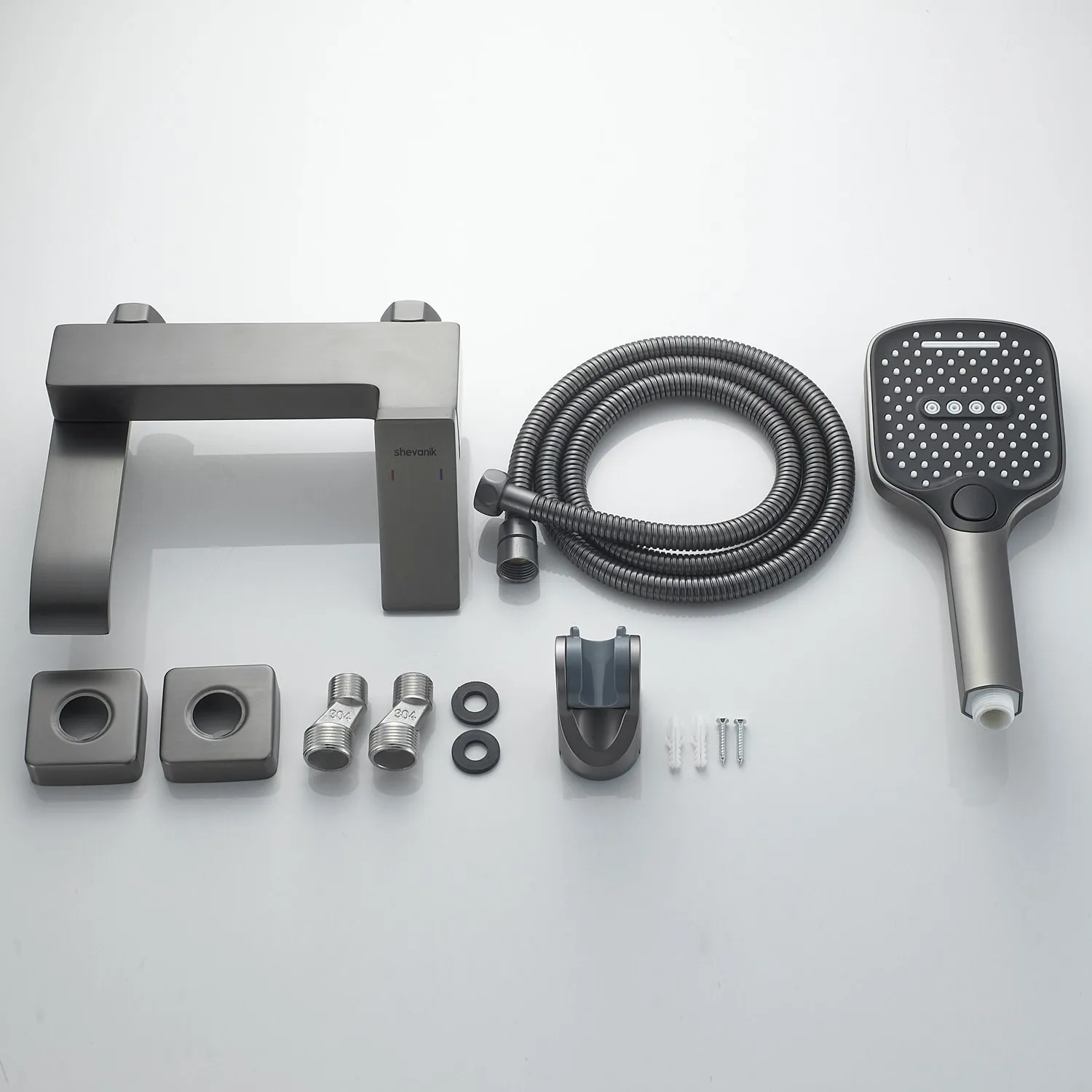 Смеситель для ванны Shevanik S4002T, оружейная сталь