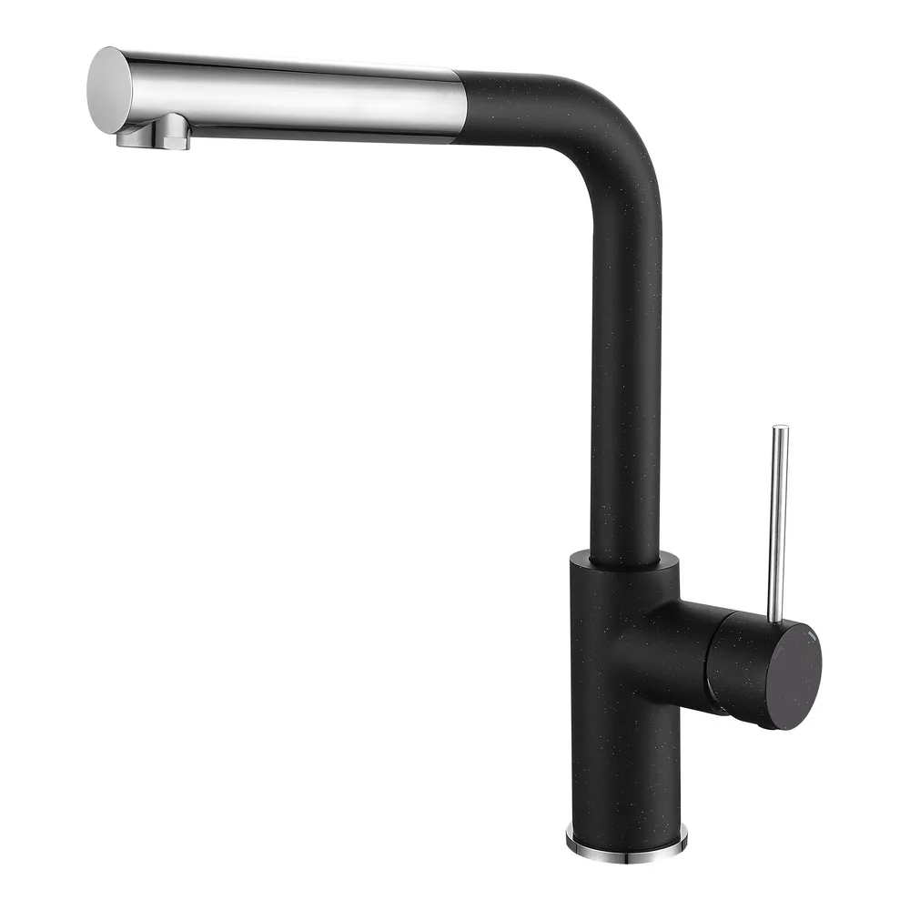 Смеситель для кухни с выдвижным изливом Rivelato Albano 1573503, черный/хром