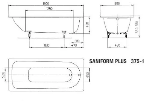 Ванна стальная Kaldewei Saniform Plus 375-1 Anti-Sleap 180х80 (112830000001)