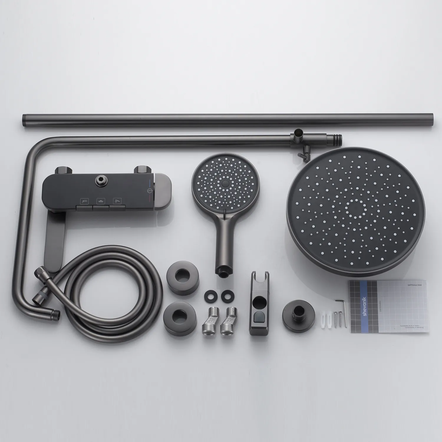 Душевая система Shevanik S4726T, оружейная сталь