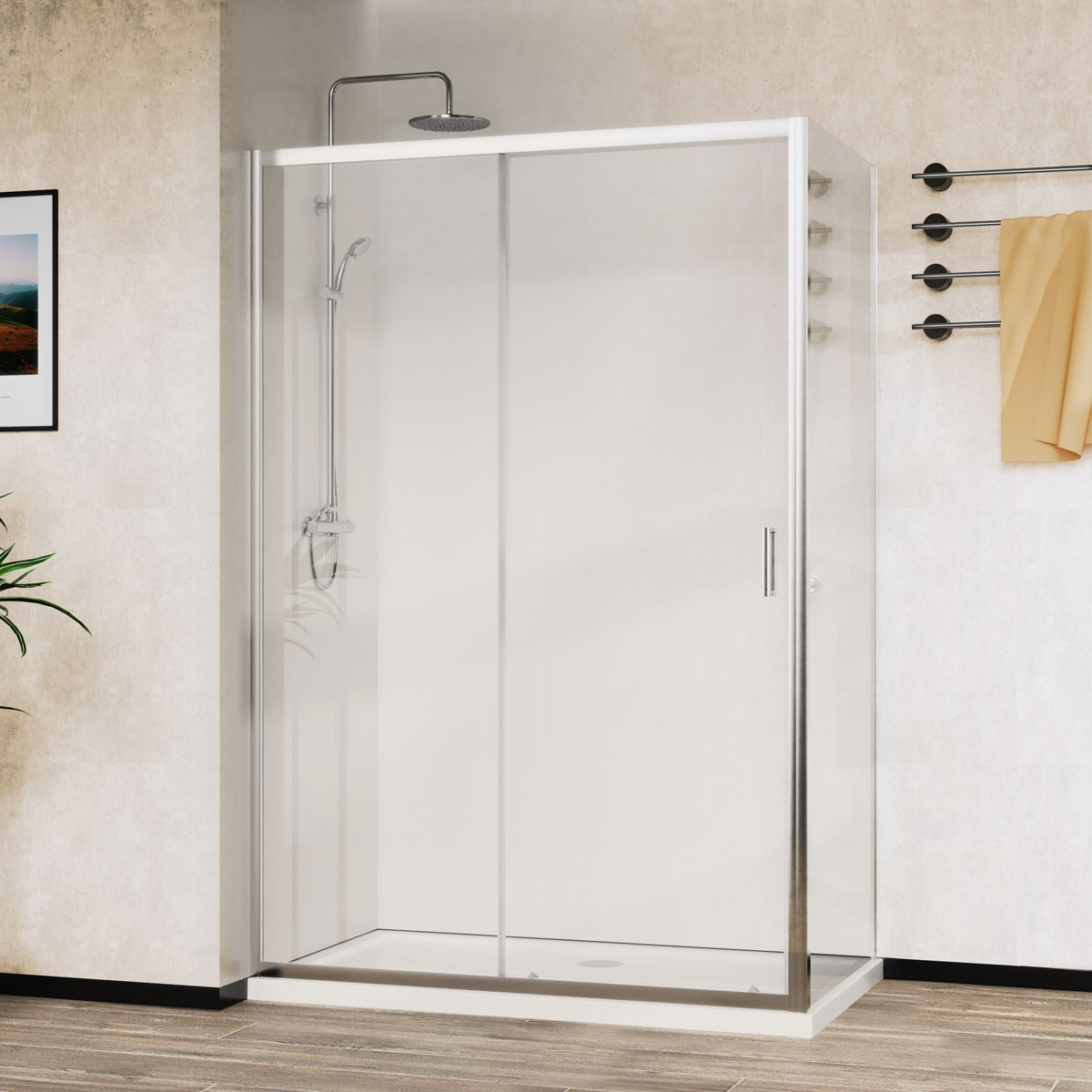 Душевой уголок Vincea City (VSR-5CT9012CL) 1200х900 мм, хром, стекло прозрачное