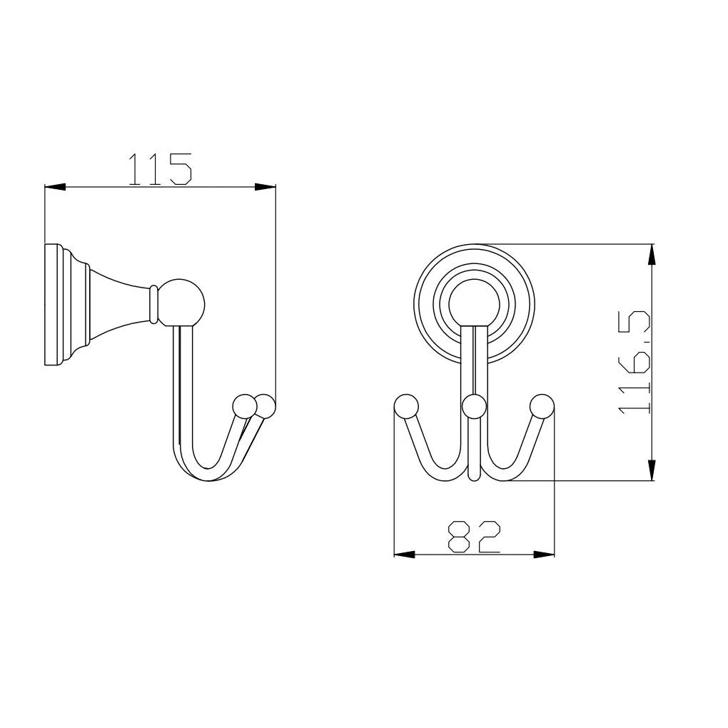 Крючок для ванной комнаты тройной Rav Slezak MORAVA MKA0105SM, бронза