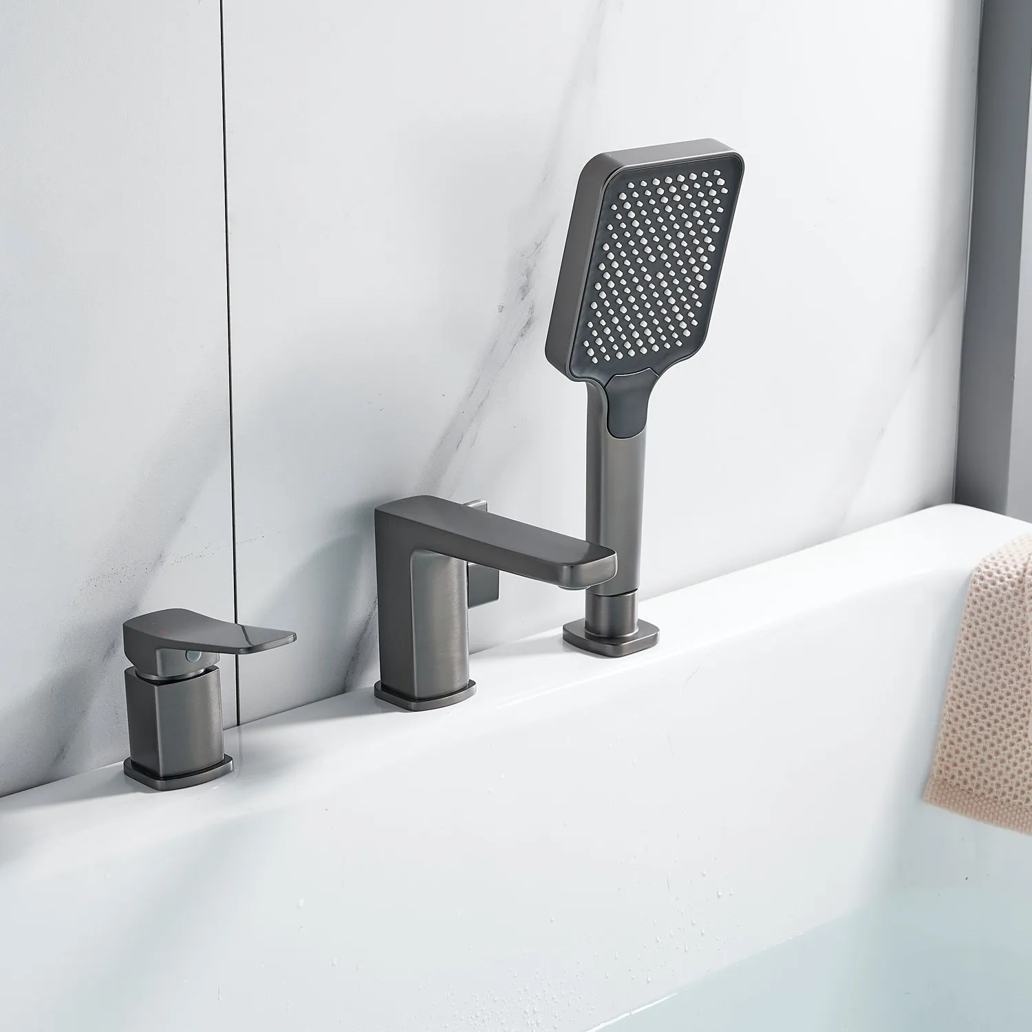 Смеситель на борт ванны Shevanik S9912T, оружейная сталь