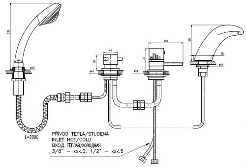Смеситель на борт ванны Rav Slezak Dunaj Termostat DT271.5PZ