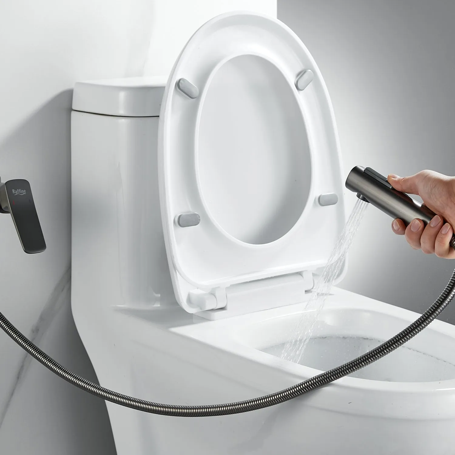 Гигиенический душ со смесителем Raffine F0599T-1, оружейная сталь