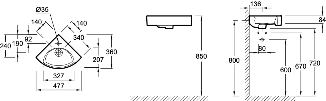 Раковина угловая Jacob Delafon Odeon Rive Gauche EGP112-00 белый
