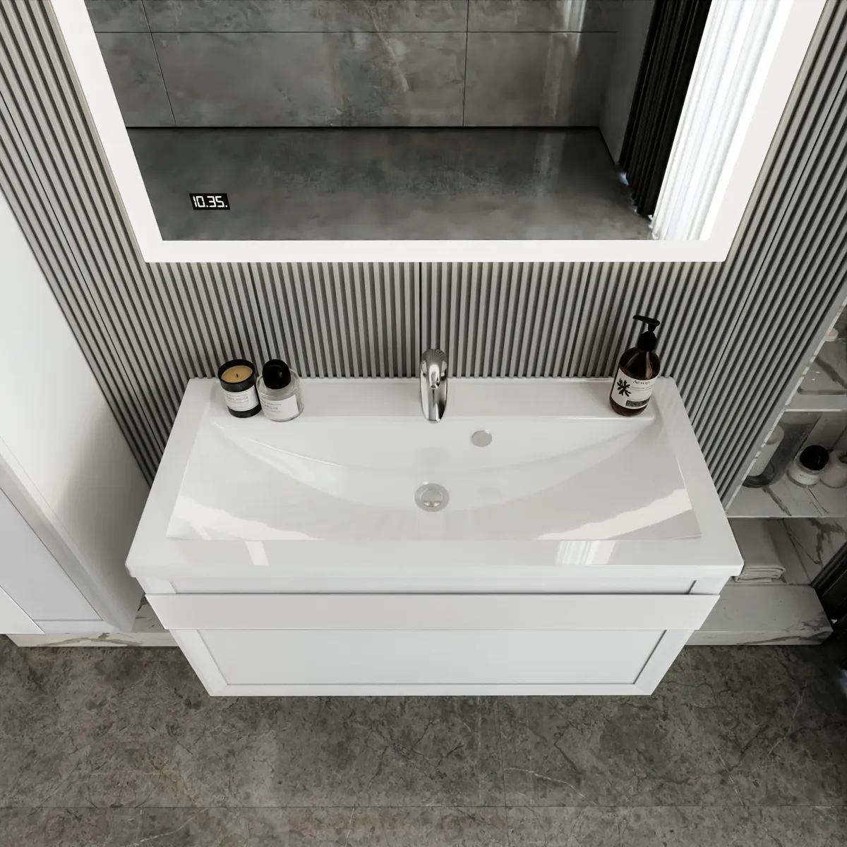 Тумба под раковину подвесная Бриклаер БЕРЛИН белый , 100 см