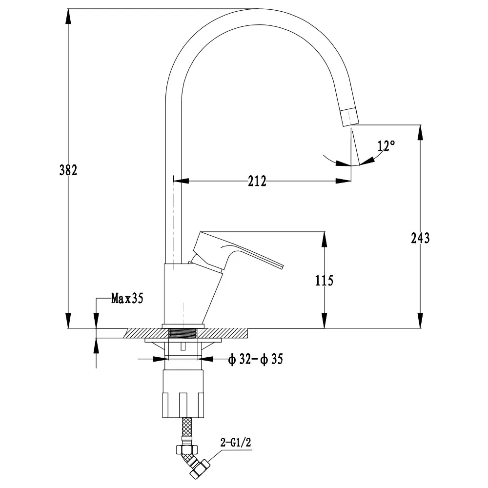 Смеситель для кухни GranFest 5023, кашемир