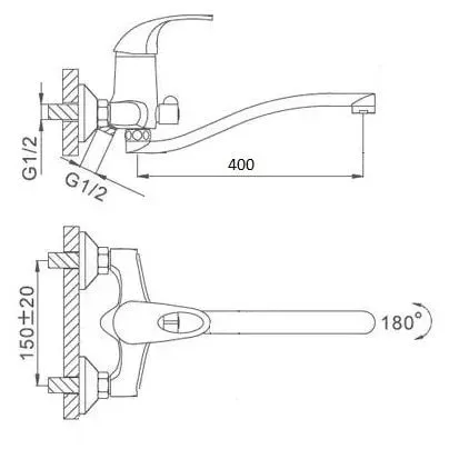 Смеситель для ванны D-Lin D146491-2, хром
