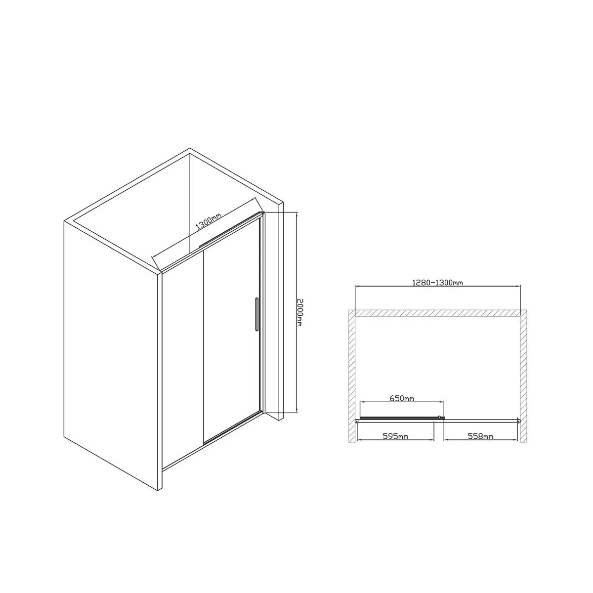Душевая дверь Vincea Slim-U (VDS-2SU130CL) 1300х2000 мм, хром, стекло прозрачное