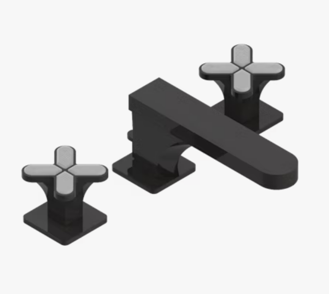 Смеситель для раковины THG Profil Lalique clear crystal with lever, Black ceram (A6G D30 151)