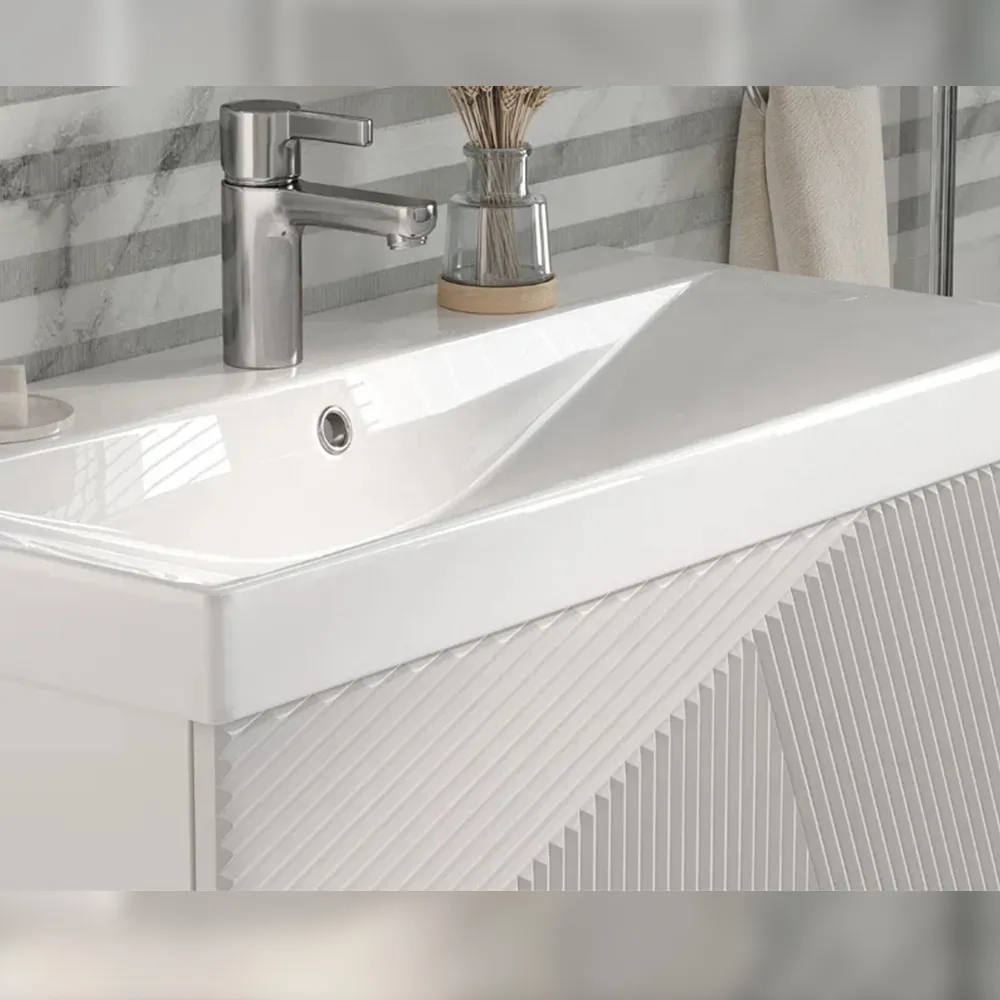 Тумба с раковиной подвесная Velvex Edge tp.EDG.9696.80.1Y белый глянец, 80 см