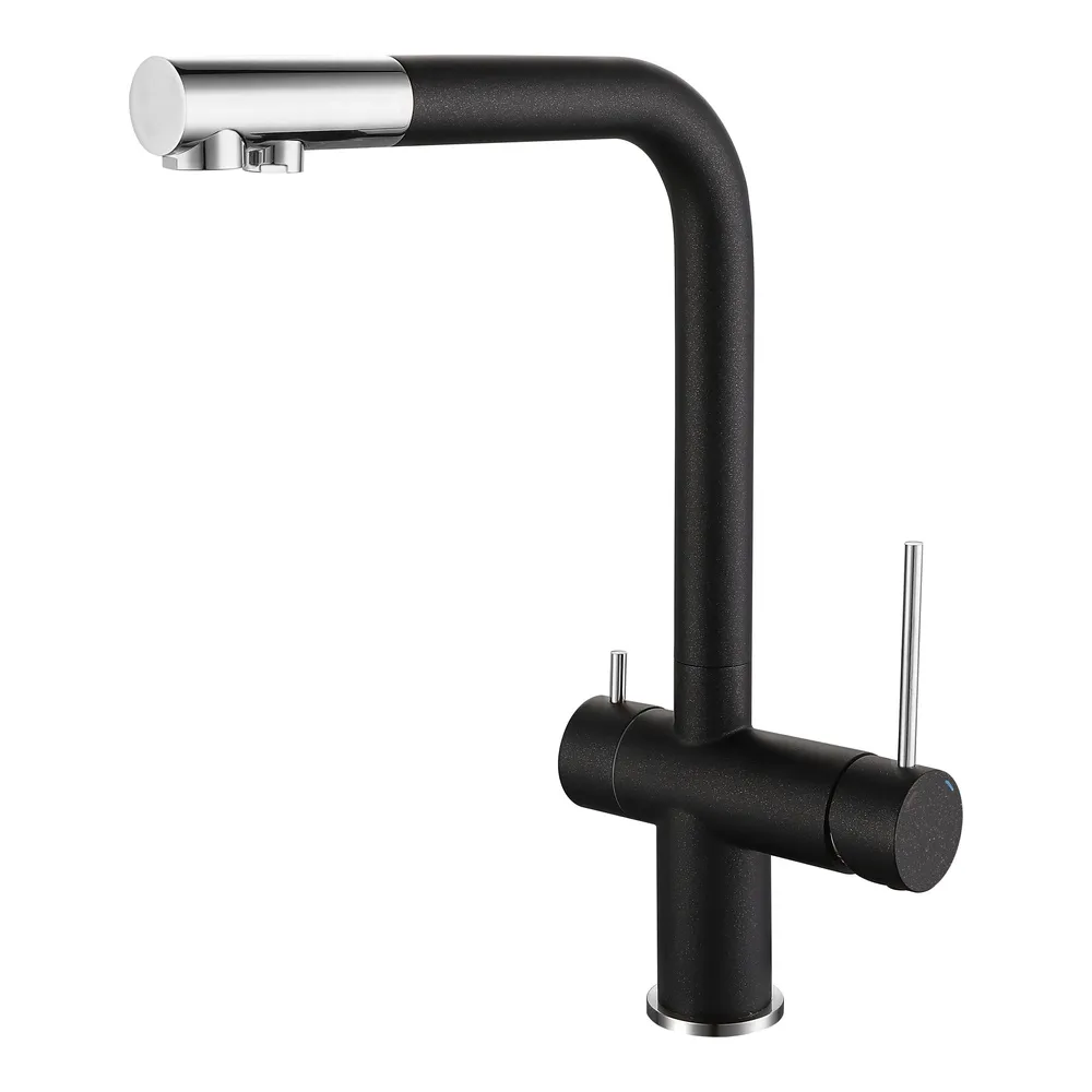 Смеситель для кухни с подключением фильтра Rivelato Lugano 1523513, антрацит/хром