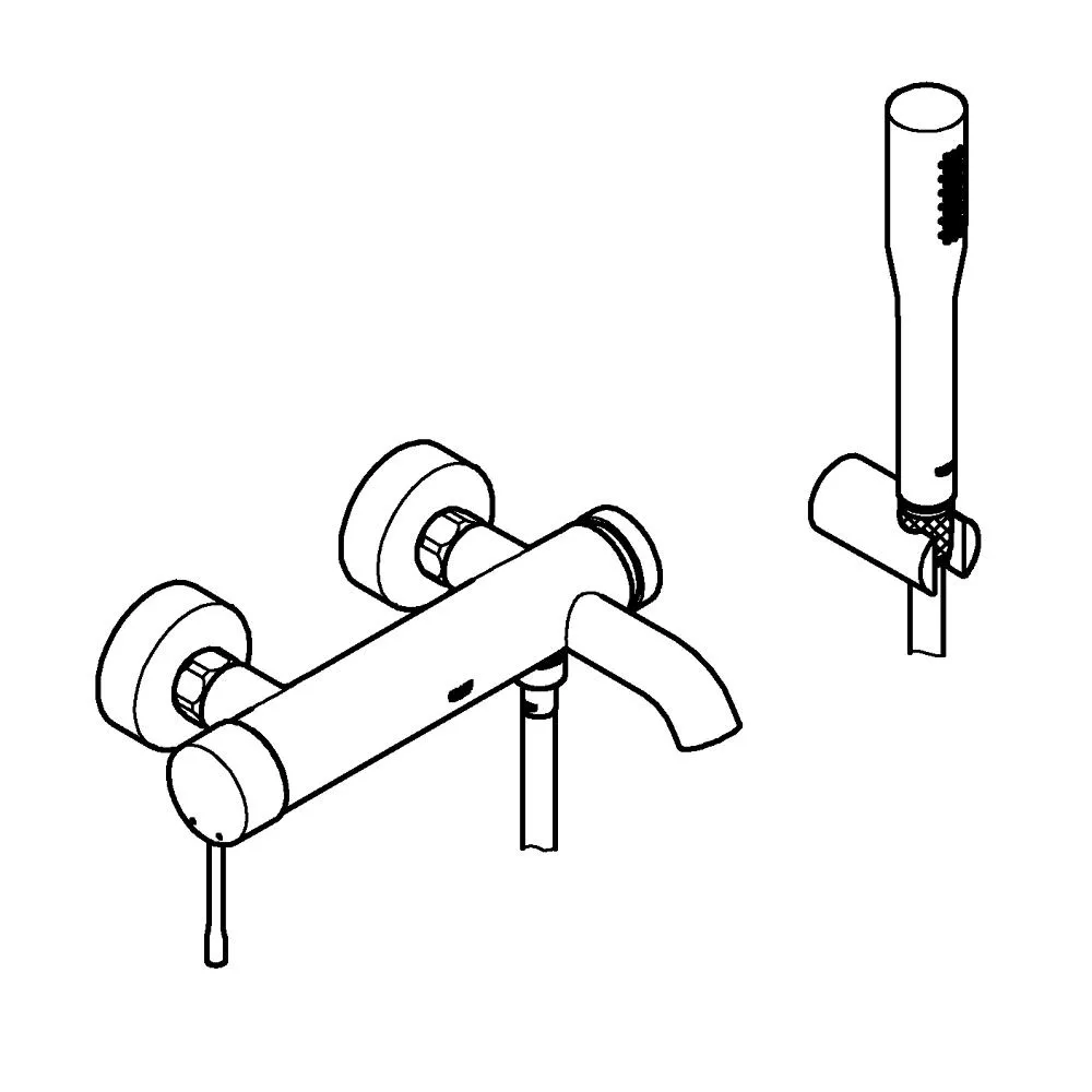 Смеситель для ванны GROHE Essence New с душевым гарнитуром, хром (33628001)