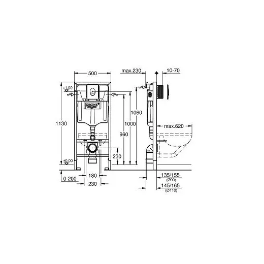Инсталляция для унитаза подвесного стандартная комплект Grohe Rapid SL (38721001)