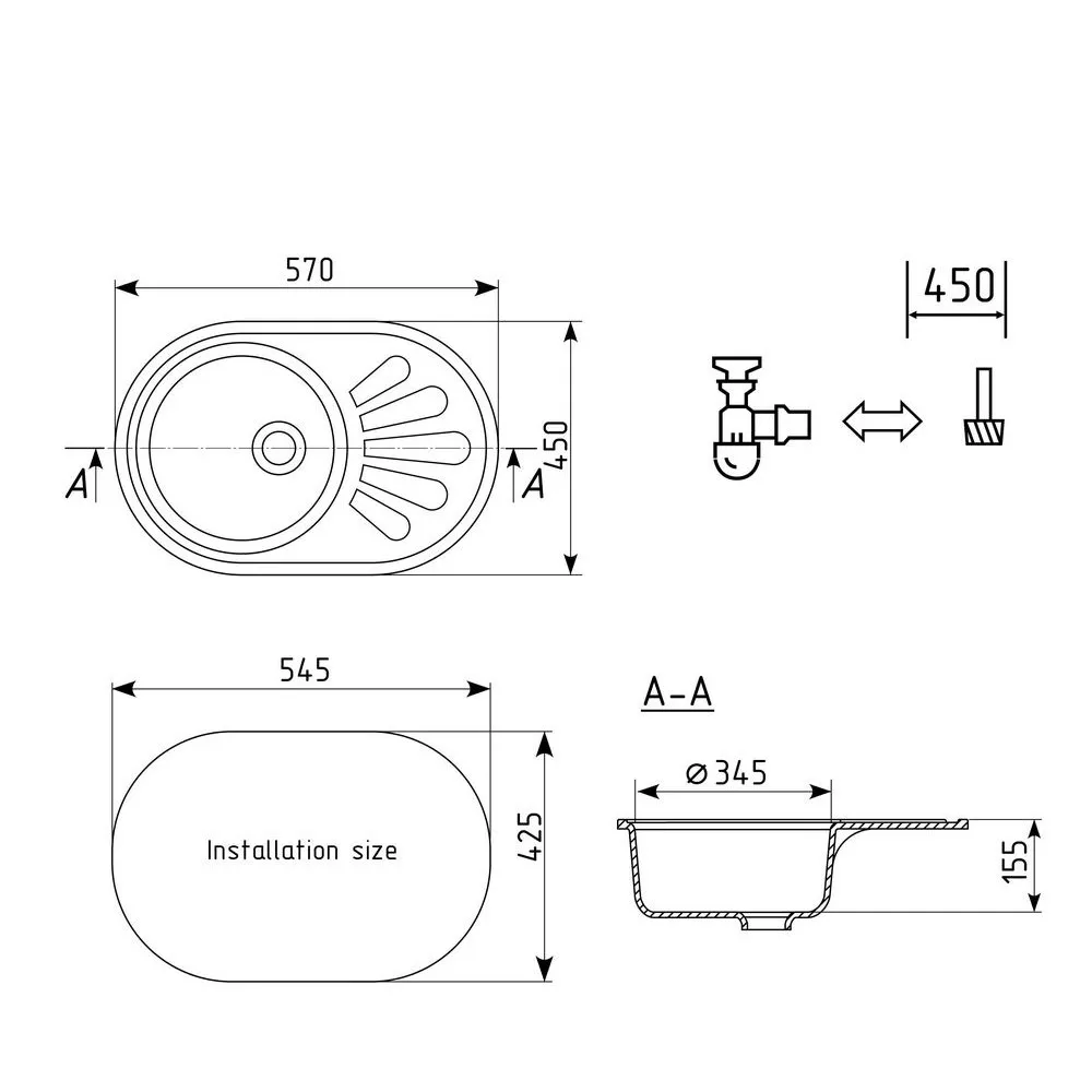 Кухонная мойка Ulgran U-107м-309, темно-серый