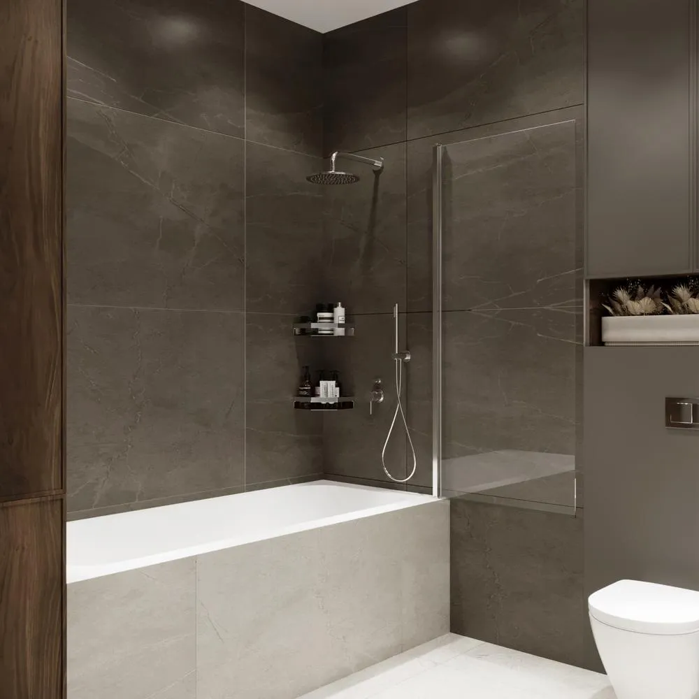 Шторка на ванну распашная Terminus Ното 150х70, хром