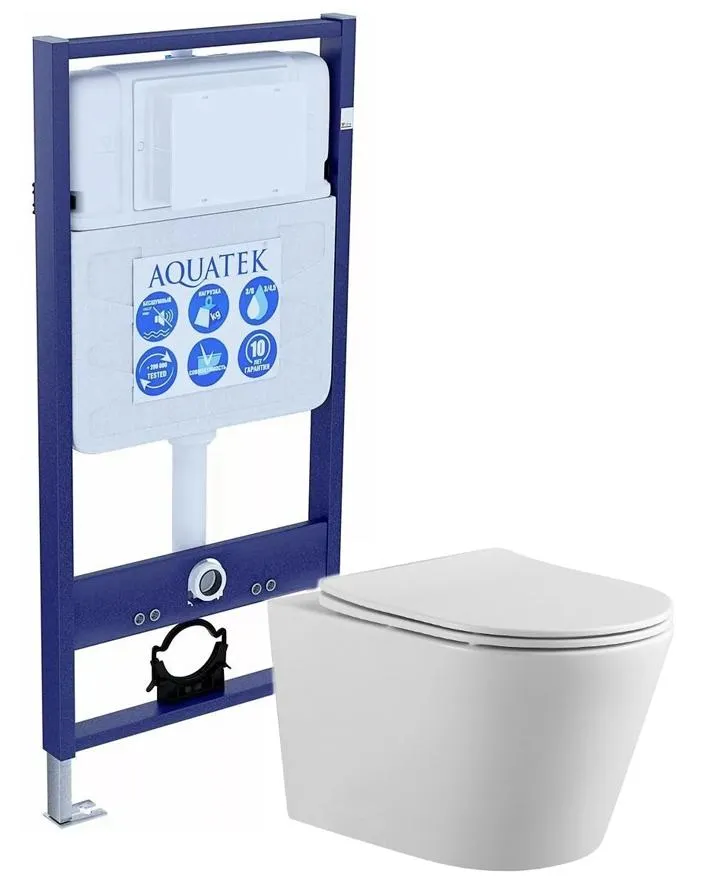 SET AQUATEK ВЕГА (рама AQUATEK Standard INS-0000012(без клавиши и крепежа)+унитаз ВЕГА AQ1905-00 с тонким сиденьем soft-close