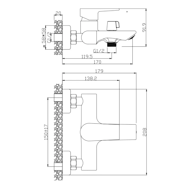 Смеситель для ванны WesnaArt BRIZ BRI20-310, хром