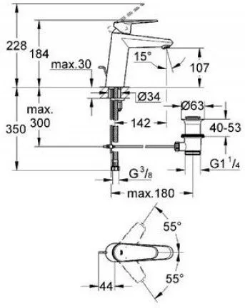 Смеситель для раковины Grohe Eurodisc Cosmopolitan 23448002