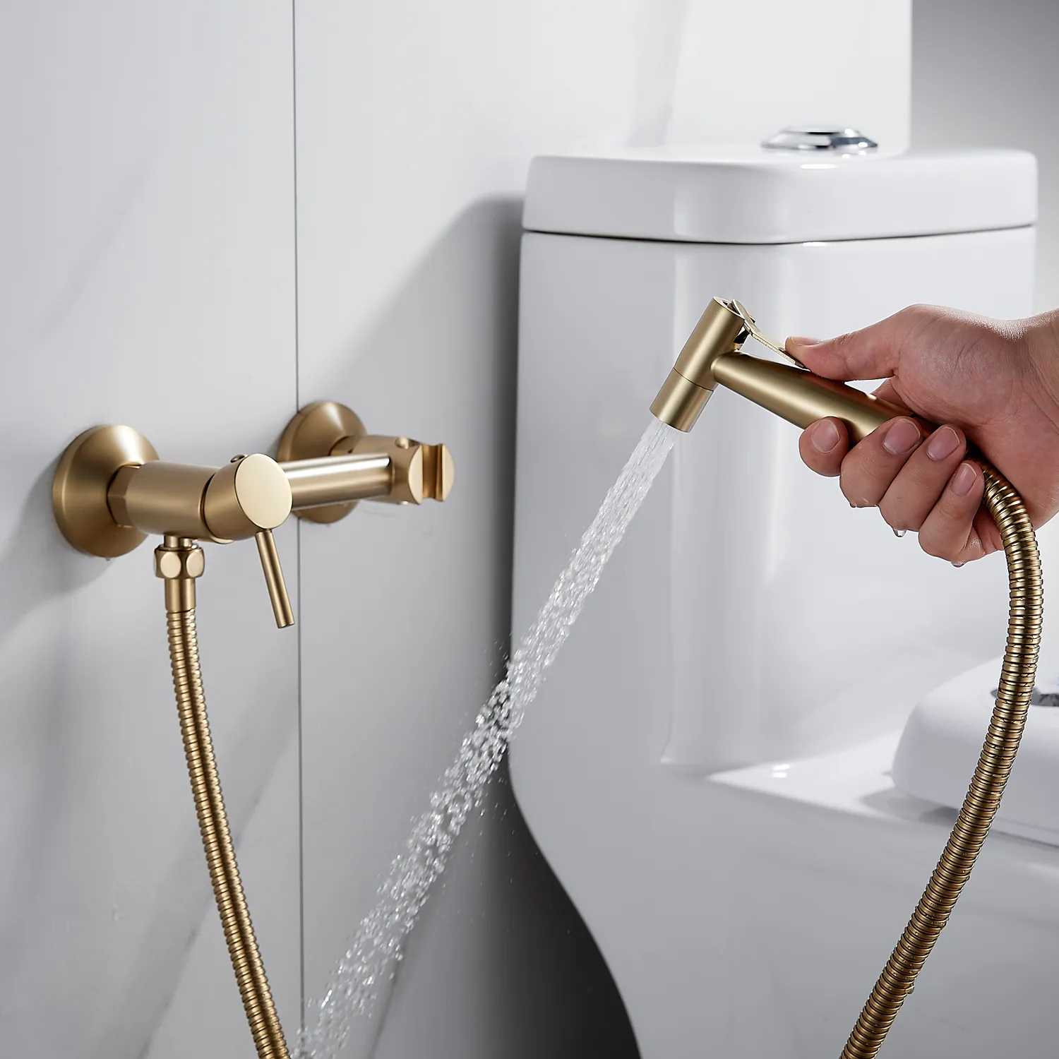 Гигиенический душ со смесителем Shevanik S107G, золотой сатин