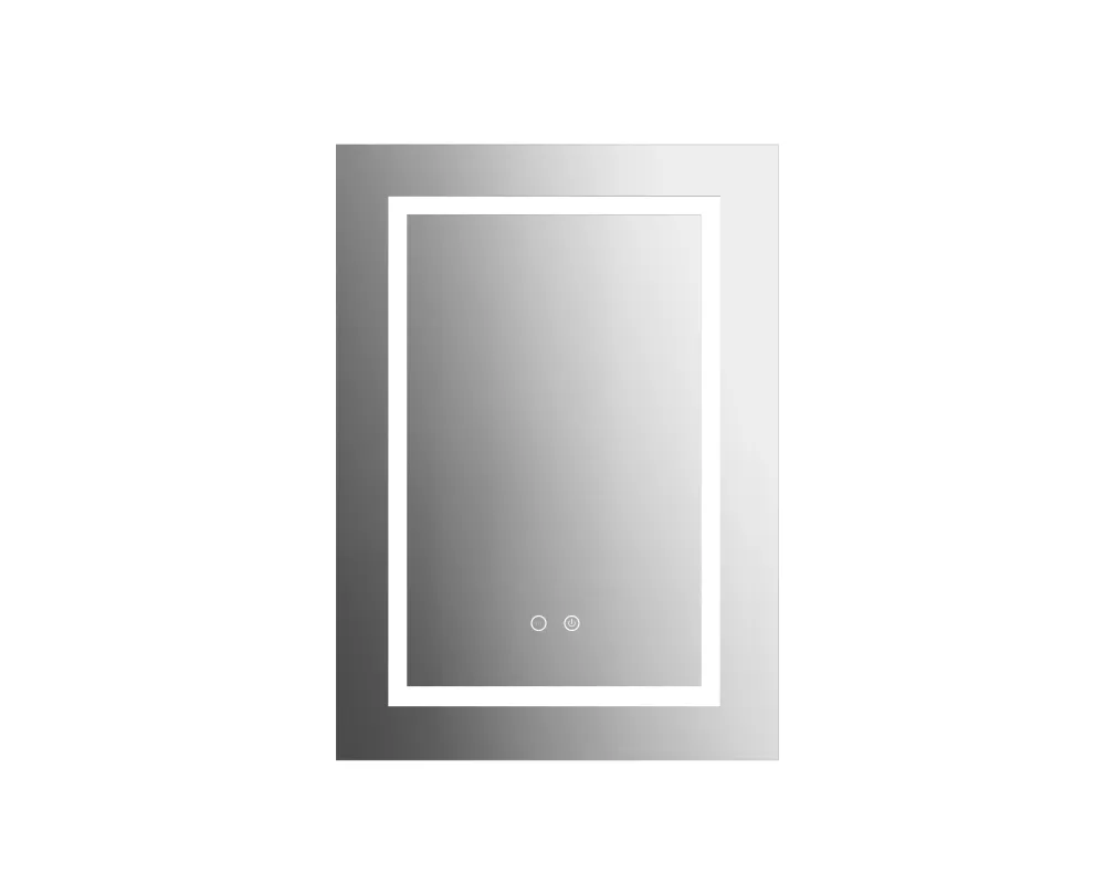 AQ7504-MLC Алюминиевый зеркальный шкаф с подсветкой 500*700*133,крепеж. Одна зеркальная дверца, две стекл.полки, круговая подсветка, антизапотевание