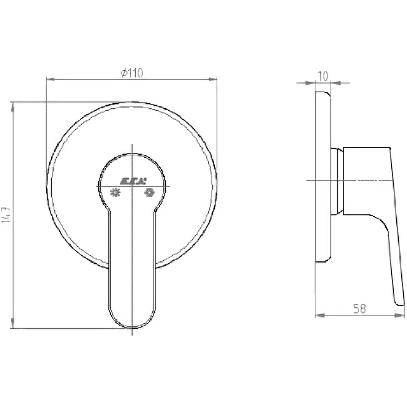 Смеситель для душа E.C.A. Luna 102167106EX-Y (внешняя часть)