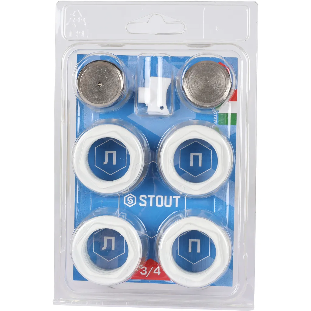 Универсальный монтажный комплект STOUT для подключения радиатора 3/4" RAL 9016 (SKU-0111-000134)