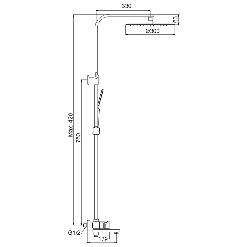 Душевая система FRAP F24802-16, черный