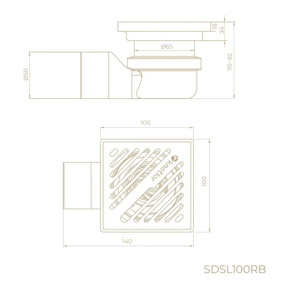 Душевой трап точечный Knotlor SDSL100RB, бронза