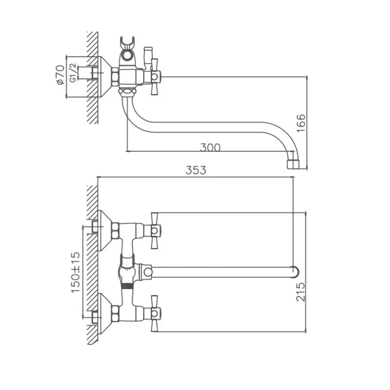 Смеситель для ванны Cron CN22142-12, зеленый