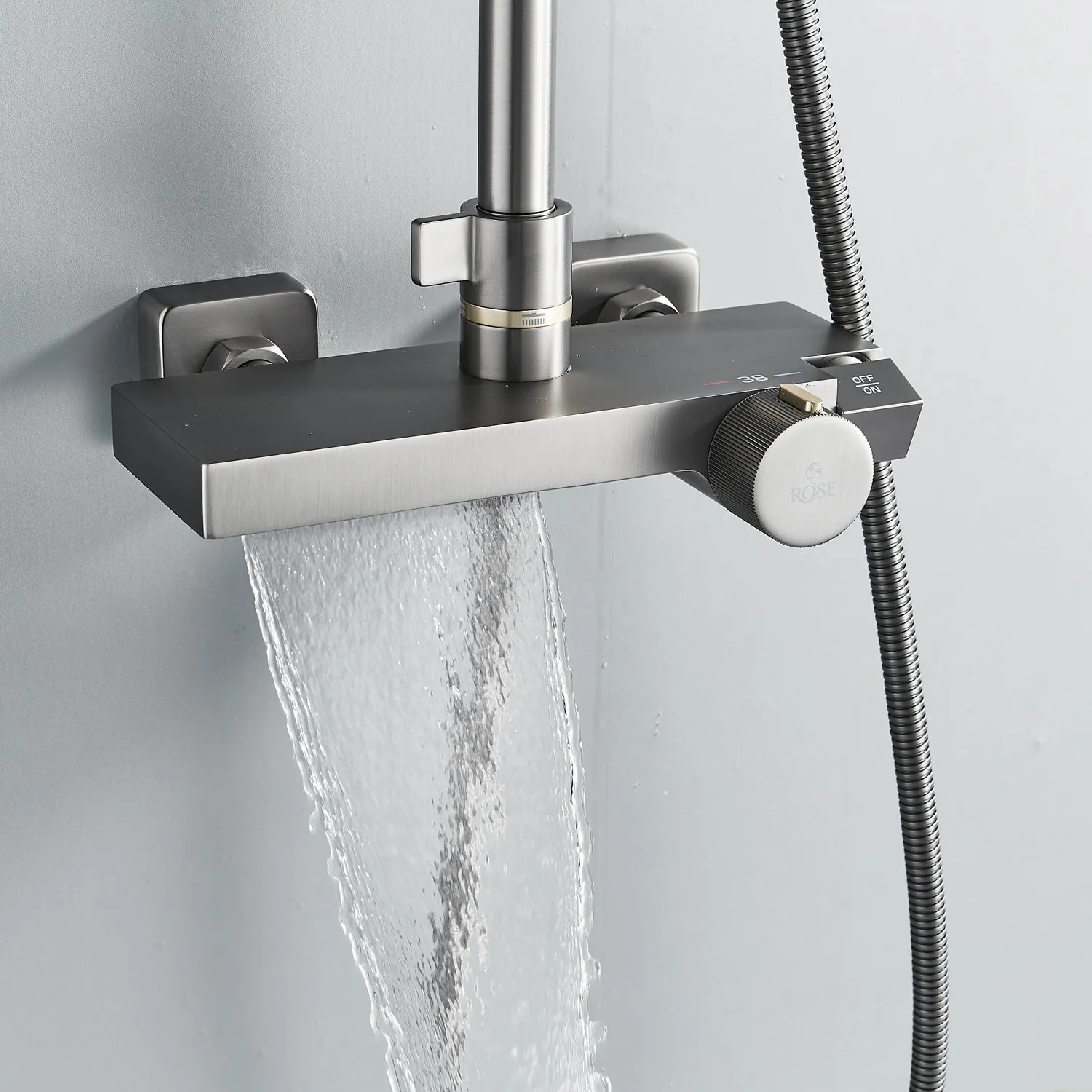 Душевая система с термостатом Rose R1896T-6, пепельный