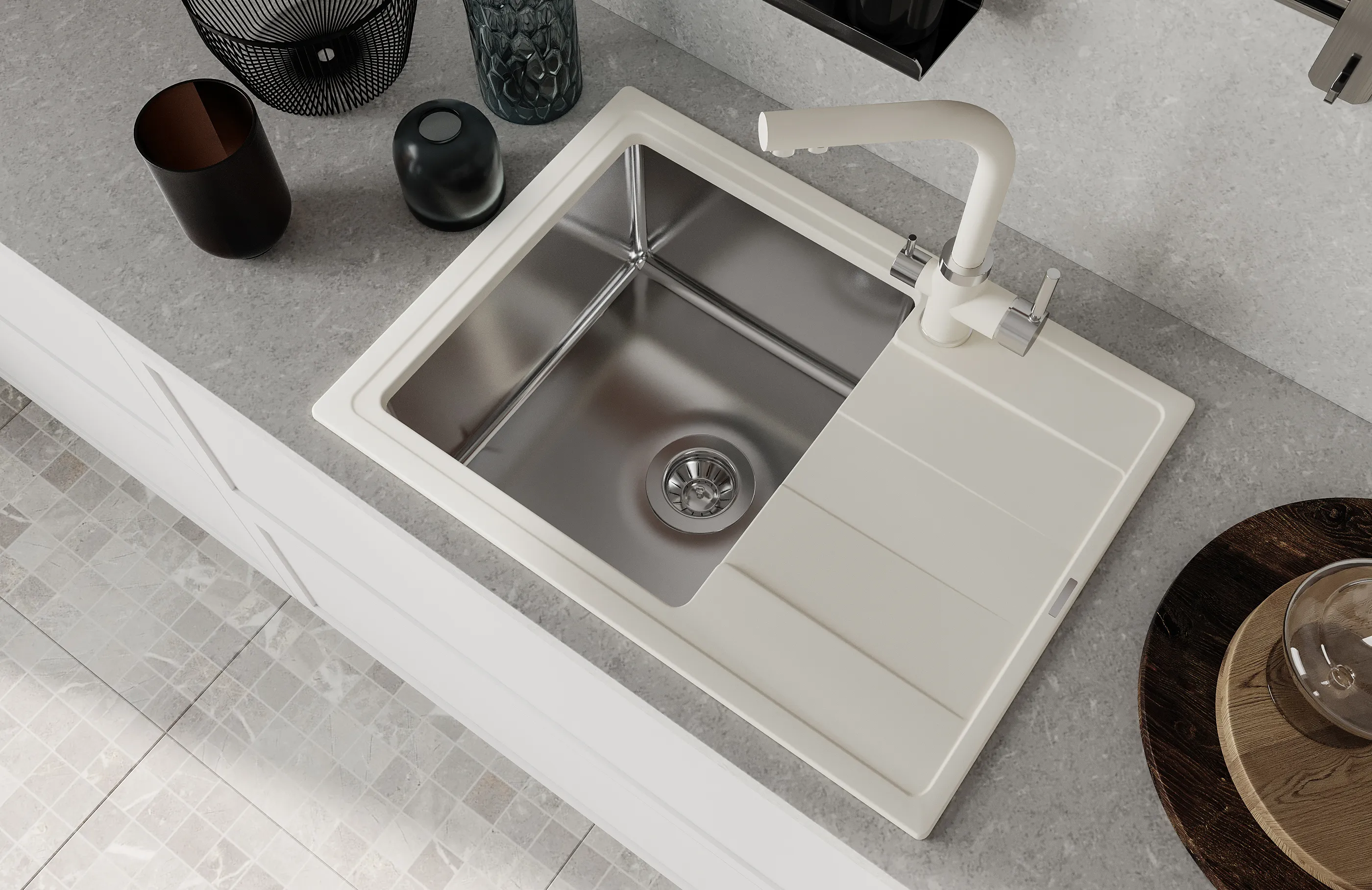 Кухонная мойка Florentina КОМБИ 21.390.B0650.201, жасмин